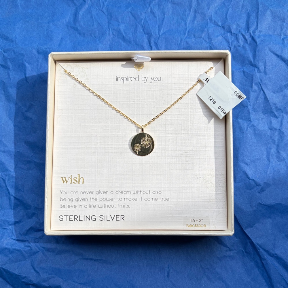 Wish Gold Tone Round Seed Motif Pendant Necklace